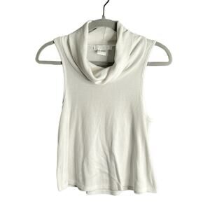 Cooperative White Ribbed Sleeveless Turtleneck Size Small